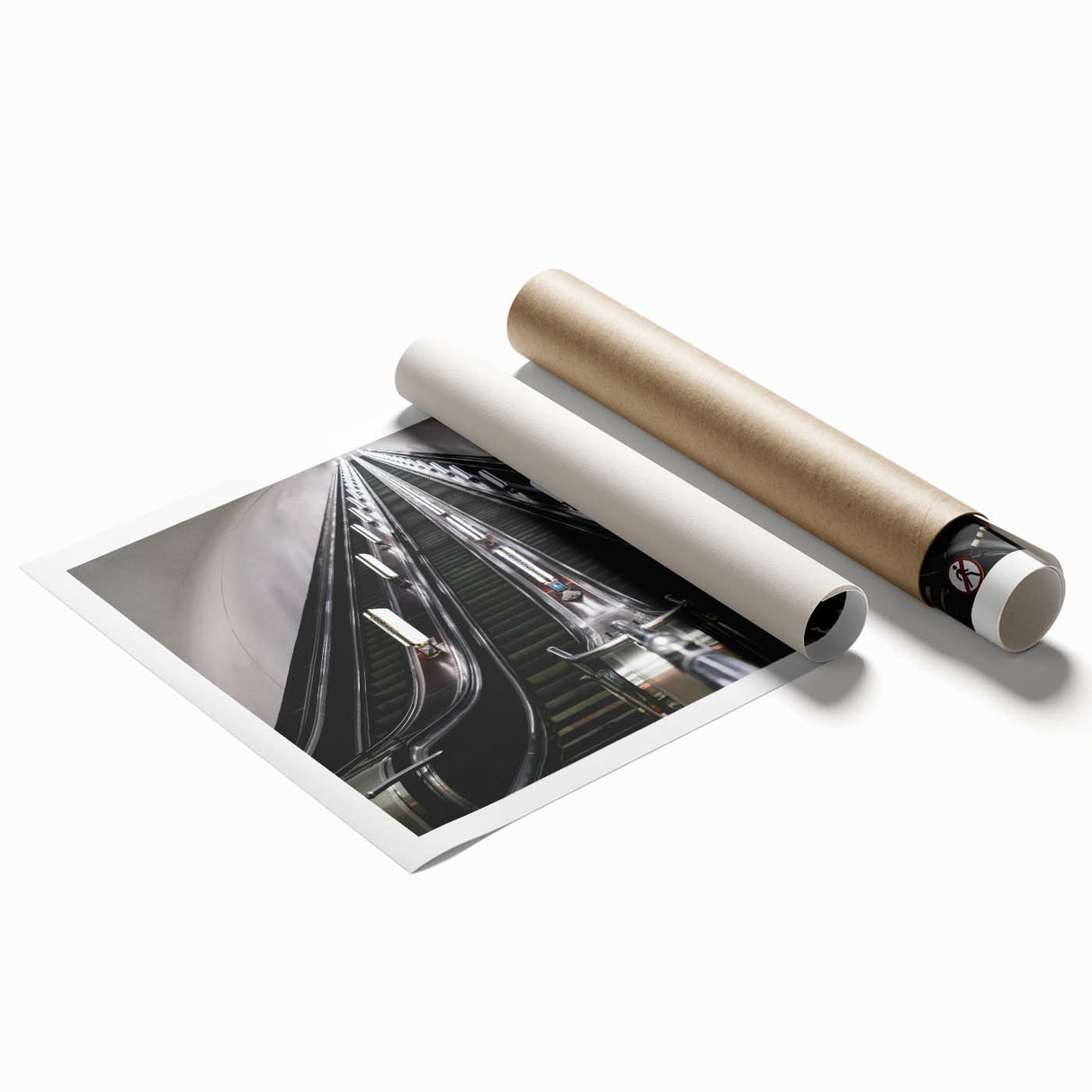 Extra large rolled print featuring a vintage subway design with muted earth tones, ideal for classy bathroom wall art.