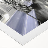 Art deco poster of a vintage subway, featuring bold black and red colors on rolled canvas, suitable for dining room wall art.