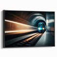 Black and white framed canvas featuring a vintage subway design, ideal for bedroom wall decor.