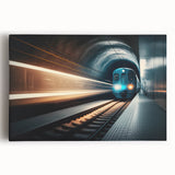 Black and white photo of a crowded subway station on stretched canvas, suitable for kitchen wall art.