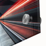 Large abstract wall art of a subway in muted gray tones on acrylic glass, ideal for dining room ambiance.