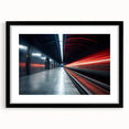 Extra large abstract art print featuring a colorful, textured subway design on a black framed canvas.