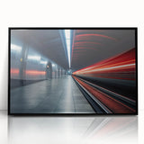 Large abstract wall art featuring a stylized subway design in muted colors on a framed acrylic.