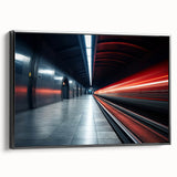 Black and white framed canvas of a vintage subway, ideal for bedroom wall decor.