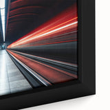 Framed canvas featuring a close-up of a black subway train with vibrant, textured graffiti.