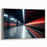 Framed canvas of a vintage subway in black and silver, ideal for adding a retro touch to office spaces.