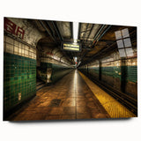 Side view of a large abstract subway-themed acrylic print in neutral tones, ideal for bedroom or dining room art.
