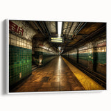Framed canvas of a vintage poster featuring a colorful subway map, ideal for extra large living room wall art.