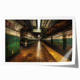 Vintage subway map print in muted earth tones on rolled canvas, ideal for art wall dining room.