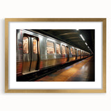 Extra large abstract art print of a subway, featuring textured design in muted earth tones on a framed canvas.