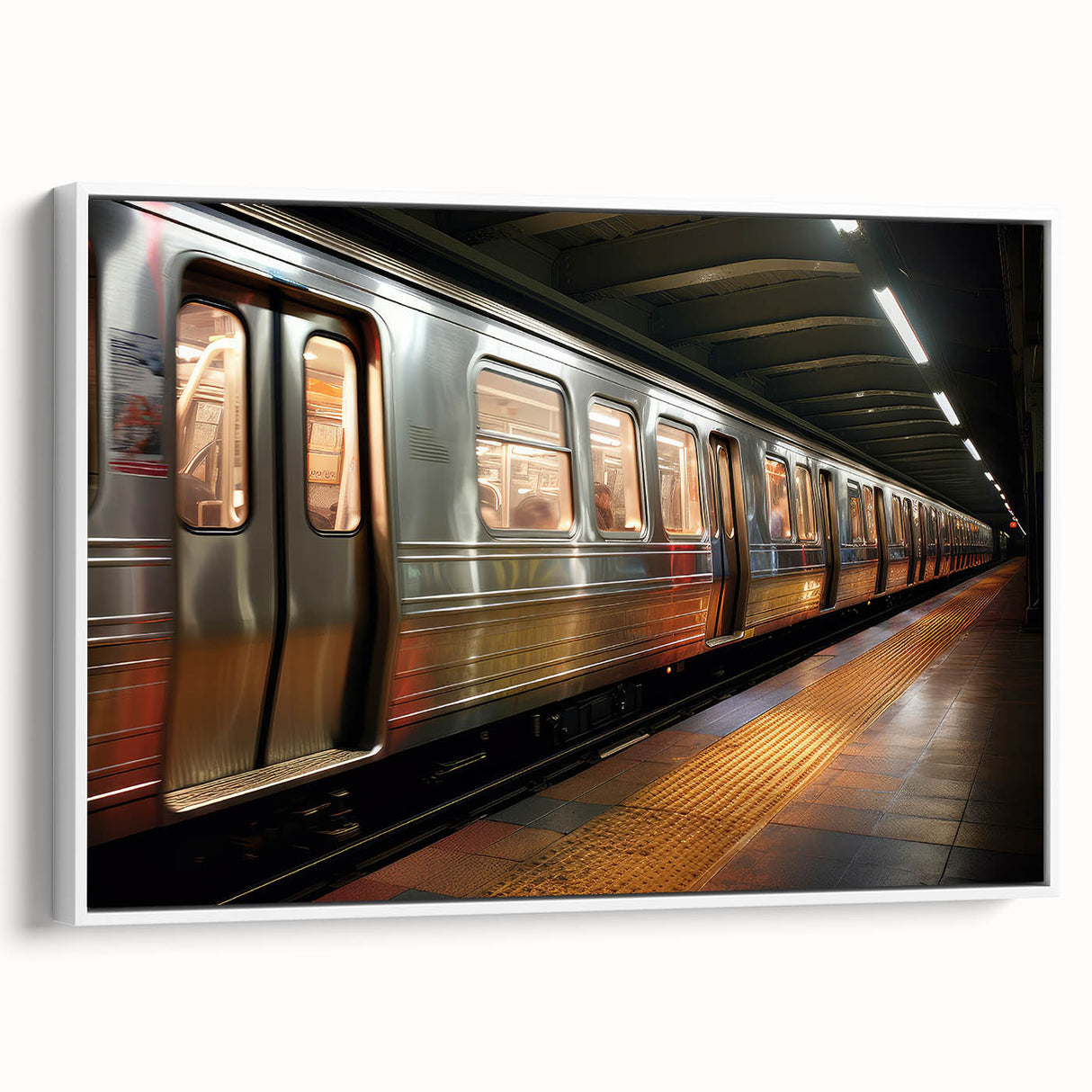 Vintage poster art of a colorful subway map on a large framed canvas, ideal for living room decor.