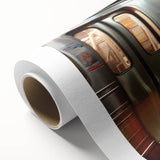 Art deco poster of a vintage subway, in muted blue and cream tones on rolled canvas, ideal for nursery wall art.