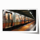 Subway-themed rolled print in muted gray, ideal for art wall dining room or classy bathroom wall art.