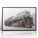 Large abstract wall art featuring a stylized train in black and gray tones on a framed acrylic, suitable for modern decor.