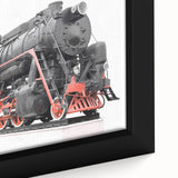 Framed canvas of a colorful, textured train illustration in black, ideal for extra large living room wall art.