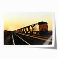 Extra large rolled print of a vintage train, in muted earth tones, suitable for art wall dining room.