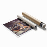 Extra large rolled print featuring a vintage train design in muted earth tones, suitable for classy bathroom wall art.