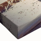 Black and white photograph of a train in motion on stretched canvas, ideal for bedroom wall art.