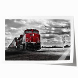 Rolled print of a vintage train in muted earth tones, ideal for art wall dining room or classy bathroom.