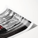 Extra large wall art featuring a line art design of flowers in monochrome, printed on rolled canvas.