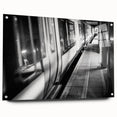 Acrylic print of a large abstract train design in neutral tones, suitable for bedroom or dining room decor.