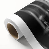 Art deco style train illustration in muted blue and gray tones on rolled canvas, ideal for nursery wall art.