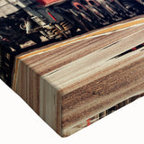 Black and white landscape art painting of a train on stretched canvas, ideal for bedroom wall art.