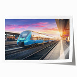 Extra large wall art depicting a vintage train in muted earth tones on rolled canvas, ideal for art wall dining room.