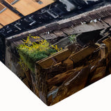 Black and white landscape art painting of a train on stretched canvas, suitable for bedroom wall decor.