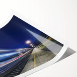 Extra large wall art featuring a detailed train illustration in monochrome on rolled print.