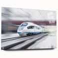 Side view of a train in grayscale on acrylic glass, suitable for modern bedroom or dining room decor.