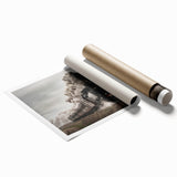 Extra large rolled print of a vintage train in muted earth tones, suitable for classy bathroom wall art.