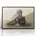 Large abstract wall art of a train in monochrome, framed in black acrylic, suitable for modern art wall decor.