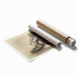 Extra large rolled print of a vintage train in muted earth tones, ideal for classy bathroom wall art.