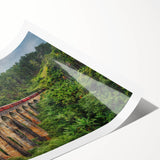 Extra large wall art featuring a train in line art style, rendered in black and white, ideal for large living room decor.