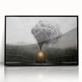 Large abstract wall art of a train in muted grays and blacks, framed acrylic, ideal for modern living room decor.