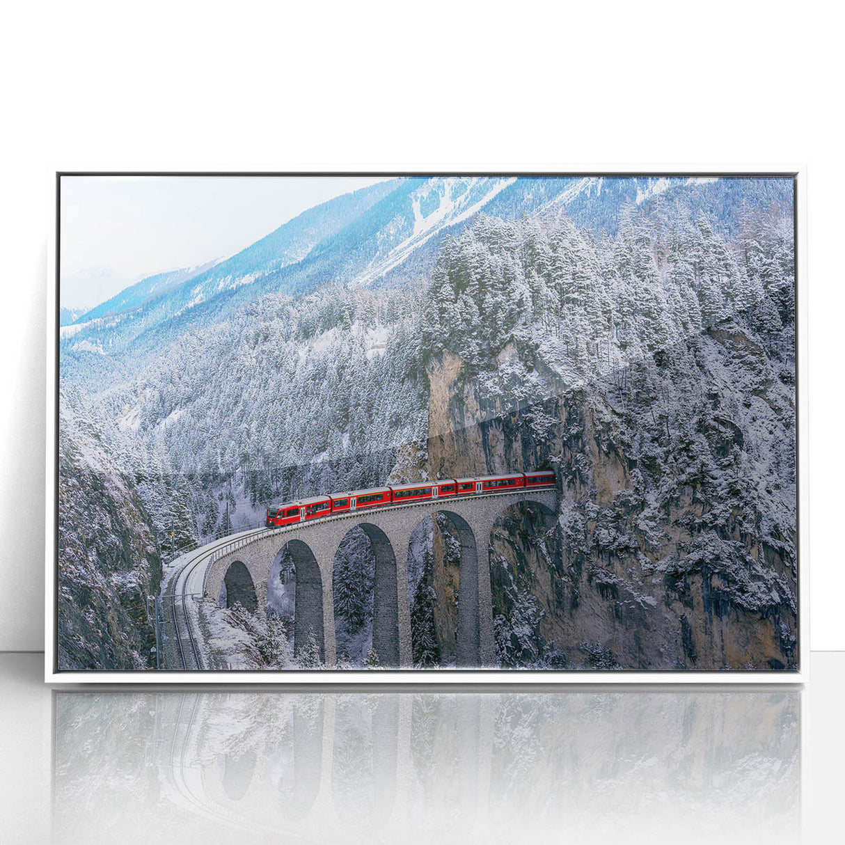 Art deco poster of a vintage train in muted earth tones, framed acrylic, ideal for nursery wall art.