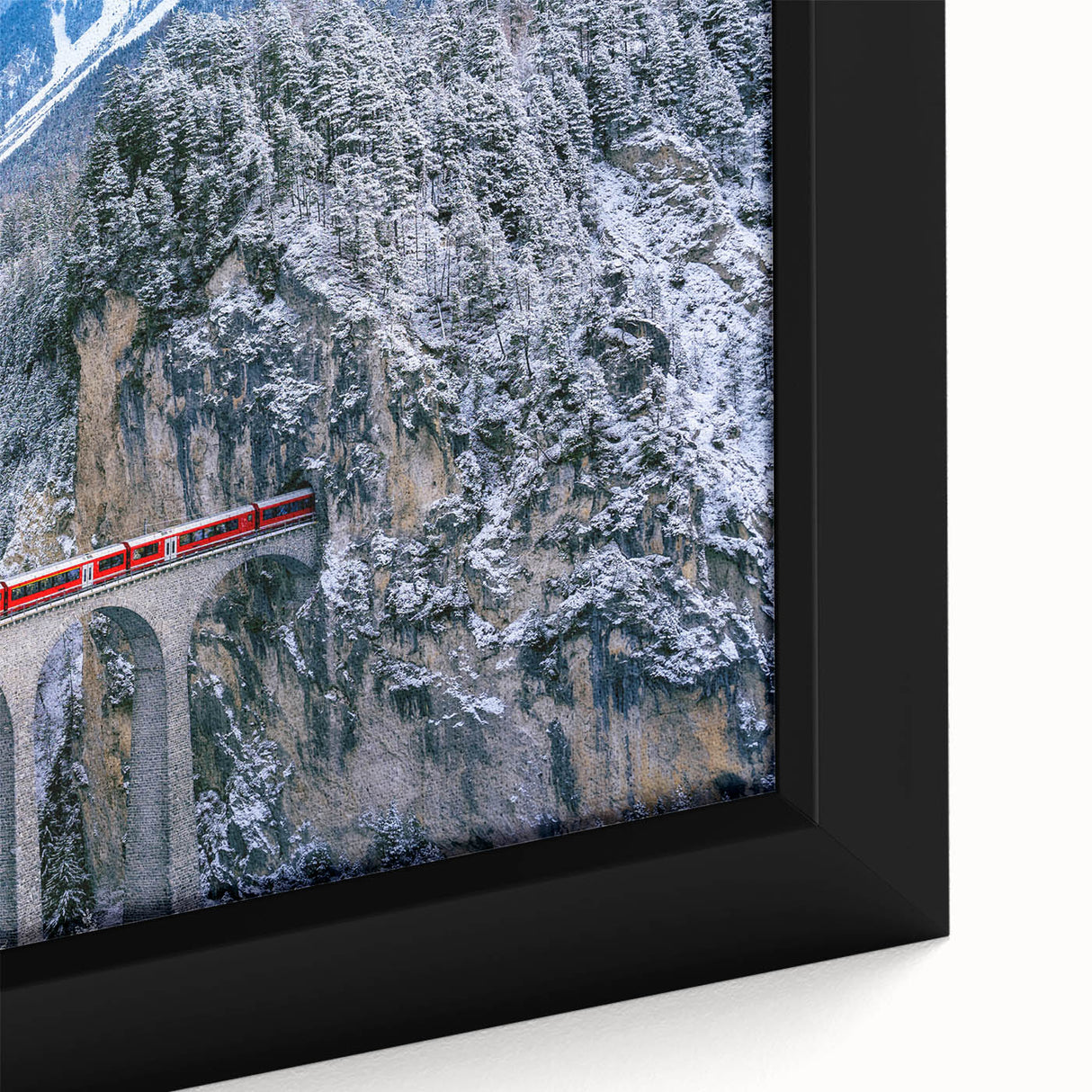 Extra large black wall art featuring a colorful, textured train design on a framed canvas, ideal for living room decor.