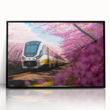 Large abstract wall art of a train in black and white tones, framed acrylic, ideal for modern art wall decor.