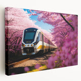 Side view of a classic train in muted earth tones on a stretched canvas, suitable for kitchen wall art.