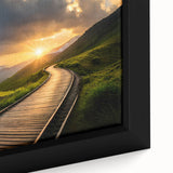 Extra large black wall art featuring a colorful, textured train design on a framed canvas, ideal for living room decor.