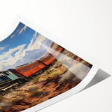 Extra large wall art featuring a line art design of flowers in muted earth tones on a rolled print.