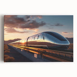 Black and white photo of a vintage train on stretched canvas, ideal for kitchen wall art.