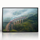 Large abstract wall art featuring a stylized train in monochrome tones on a framed acrylic.