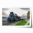Extra large rolled print of a vintage train in muted earth tones, suitable as art wall dining room decor.