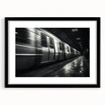 Abstract art print of a colorful, textured train on a black framed canvas, ideal for extra large wall art in a living room.