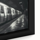 Extra large black wall art featuring a colorful, textured train design on a framed canvas, ideal for living room decor.