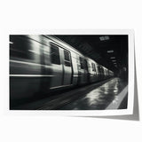 Vintage train illustration in muted earth tones on rolled canvas, suitable for art wall dining room.