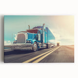 Black and white illustration of vintage trucks on stretched canvas, suitable for kitchen wall art.