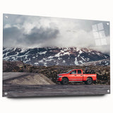 Side view of a truck in monochrome, printed on acrylic glass, suitable for bedroom or dining room decor.